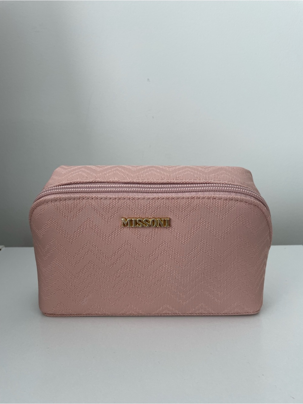 MISSONI x Delta toiletry/travel case. Pink Chevron detail. NWT!